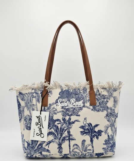 Borsa donna MC2 Saint Barth City Bag Mid Fringe Canvas JUNGLE OCEANIA 01 EMB