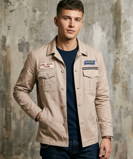 Overshirt Field Jacket Garry's Earth Patch - BEIGE