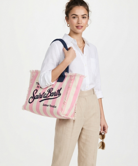 Borsa donna MC2 Saint Barth VANITY Tina 2161 EMB Righe - ROSA / BIANCO
