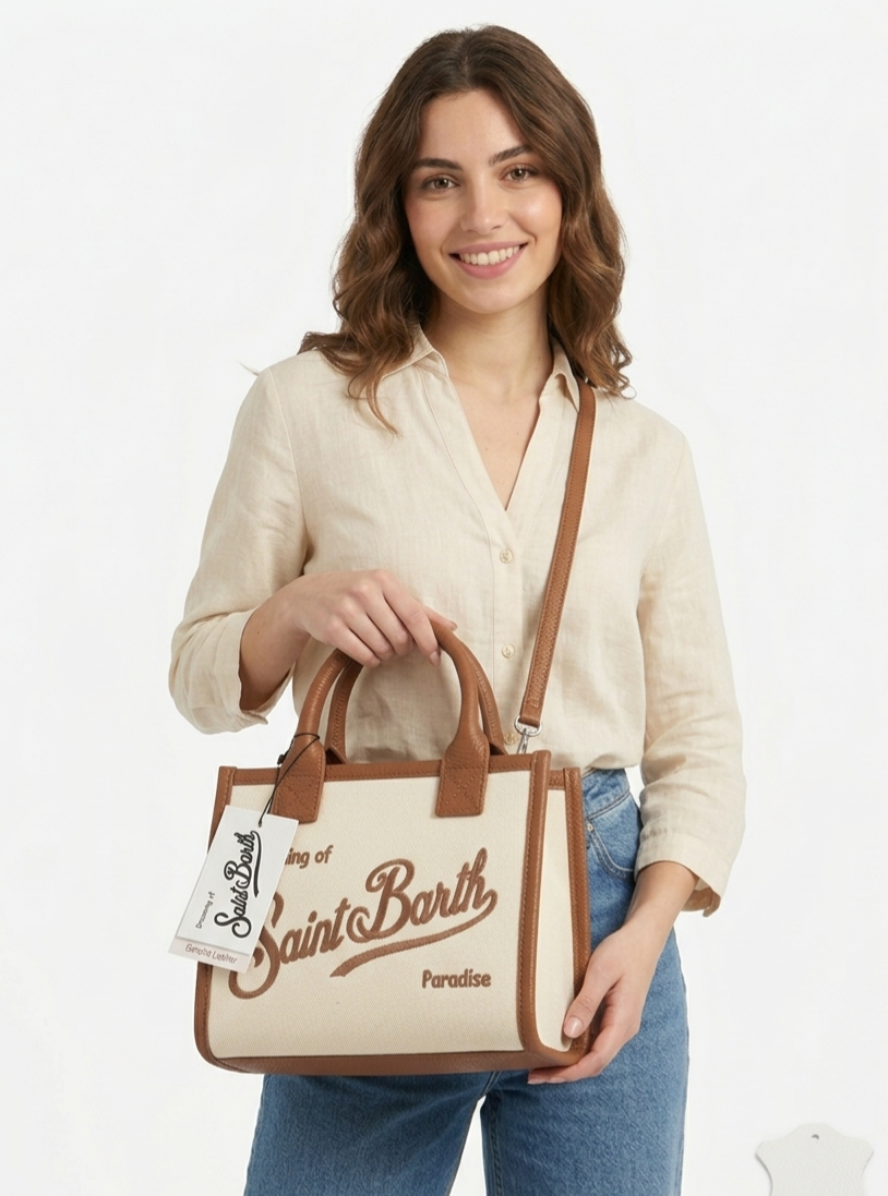 Borsa donna MC2 Saint Barth VANITY Bag MIDI Canvas Grain Leather 1019 (Medium)