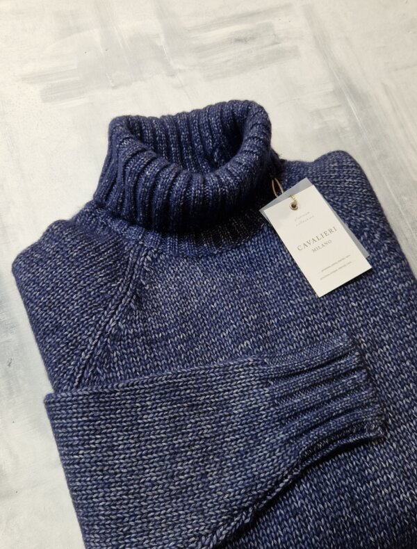 Dolcevita melange platinum collection CAVALIERI Milano cachemire alpaca lana cotone col. 767 NAVY BLUE - immagine 3