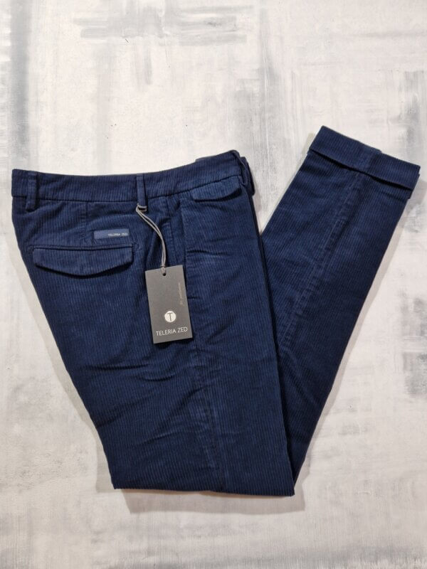 Pantalone velluto TELERIA ZED Edward VF 860 Blu di Prussia - immagine 2
