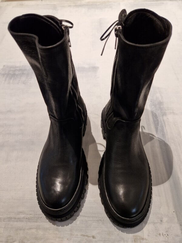 Anfibio donna PAWELK'S in pelle Band stringhe zip NERO W373