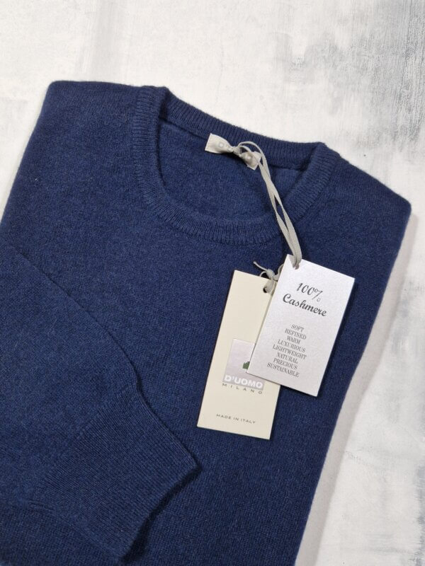 Maglione 100% cashmere girocollo MONTEVERDI col. BLU