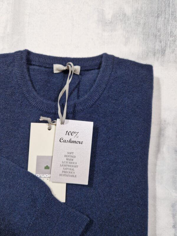 Maglione 100% cashmere girocollo MONTEVERDI col. BLU - immagine 2
