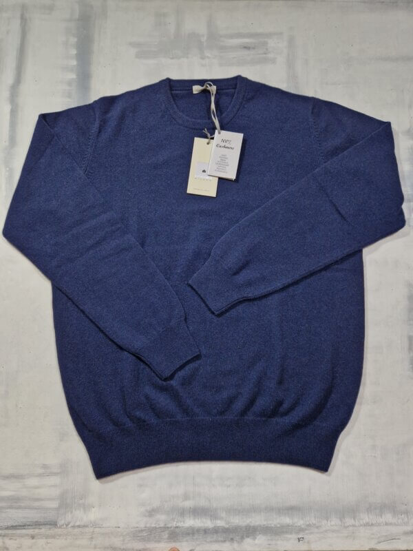 Maglione 100% cashmere girocollo MONTEVERDI col. BLU - immagine 3