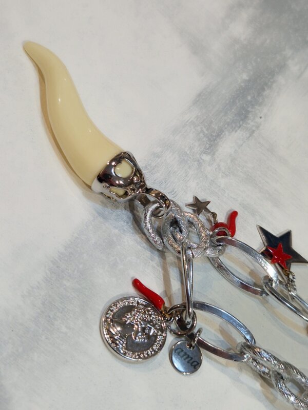 Collana Bijoux catena in acciaio AMA Gioielli donna ciondolo Cornetto e charms - immagine 2