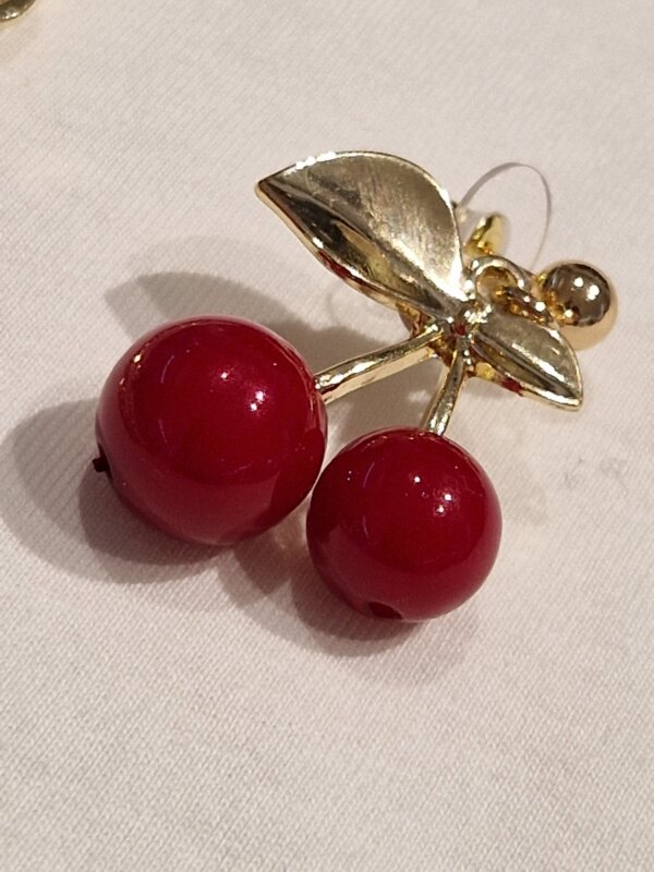 Bijoux set completo collana e orecchini in acciaio AMA Gioielli donna ciondoli in resina ciliegie - immagine 4