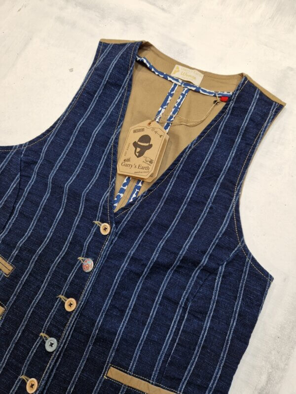 Gilet donna Garry's Earth ZZ Dis. 13 gessato BLU / BEIGE