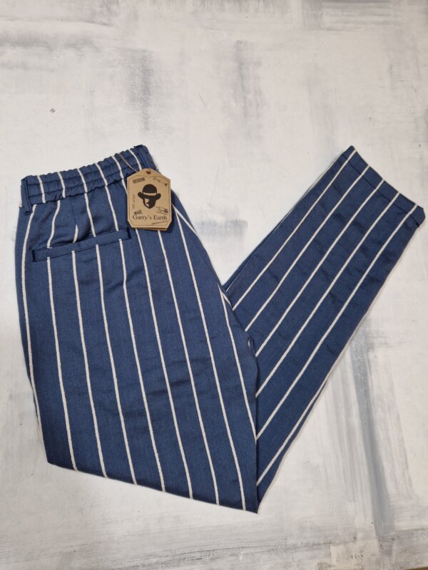 Pantalaccio Garry's Earth uomo con coulisse e pence BLU gessato - immagine 3
