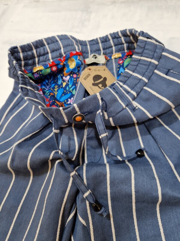 Pantalaccio Garry's Earth uomo con coulisse e pence BLU gessato - immagine 2