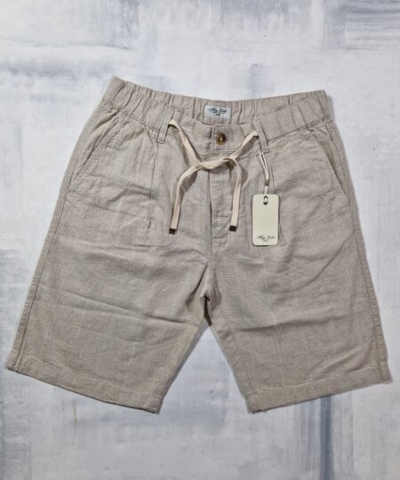 Bermuda uomo Alley Docks in lino e cotone Principe di Galles col. BEIGE