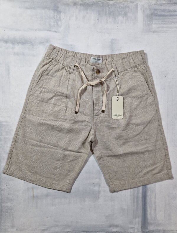 Bermuda uomo Alley Docks in lino e cotone Principe di Galles col. BEIGE