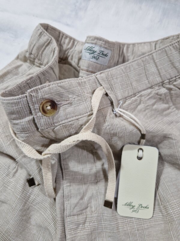 Bermuda uomo Alley Docks in lino e cotone Principe di Galles col. BEIGE - immagine 2