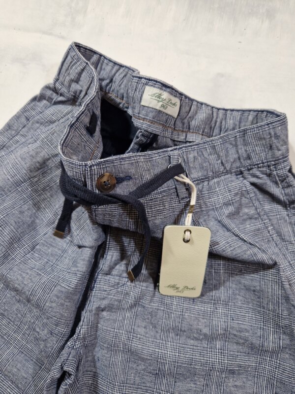 Bermuda uomo Alley Docks in lino e cotone Principe di Galles col. NAVY BLUE - immagine 2
