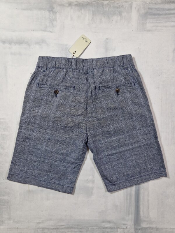 Bermuda uomo Alley Docks in lino e cotone Principe di Galles col. NAVY BLUE - immagine 3
