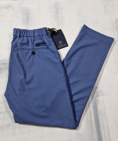 Pantalone tecnico effetto fresco di lana con coulisse TELERIA ZED RALPH OZD1 Celeste