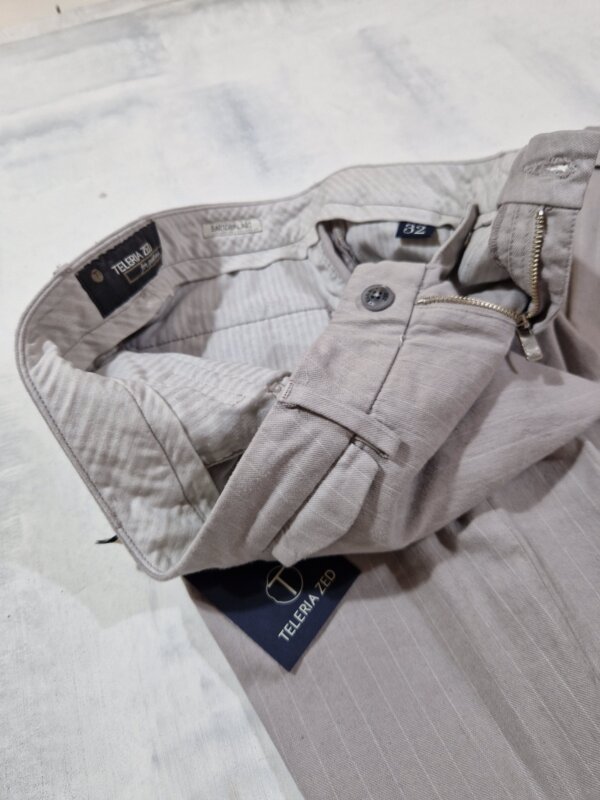 Pantalone gessato in cotone e lino TELERIA ZED Edward col. Cenere Old - immagine 2