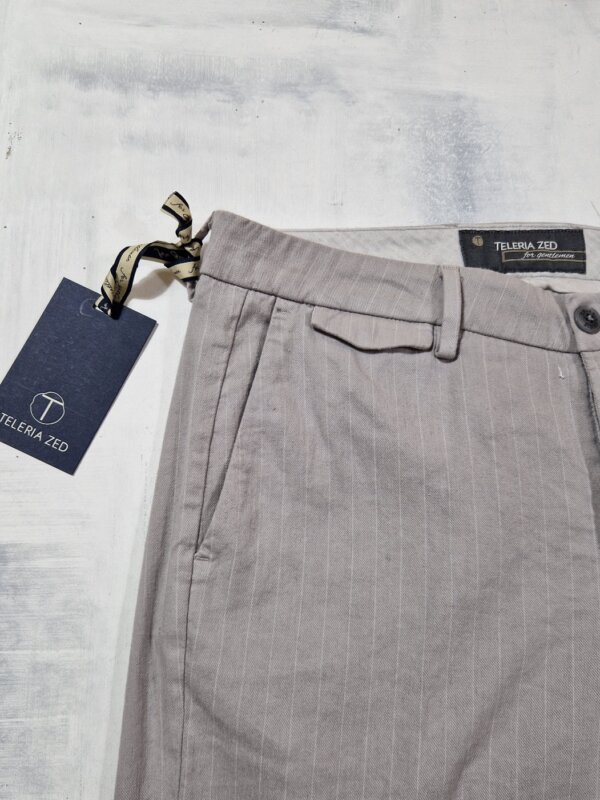 Pantalone gessato in cotone e lino TELERIA ZED Edward col. Cenere Old - immagine 3