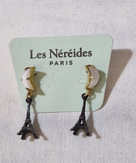 Orecchini Les Nèrèides Luna e Torre Eiffel glitterata