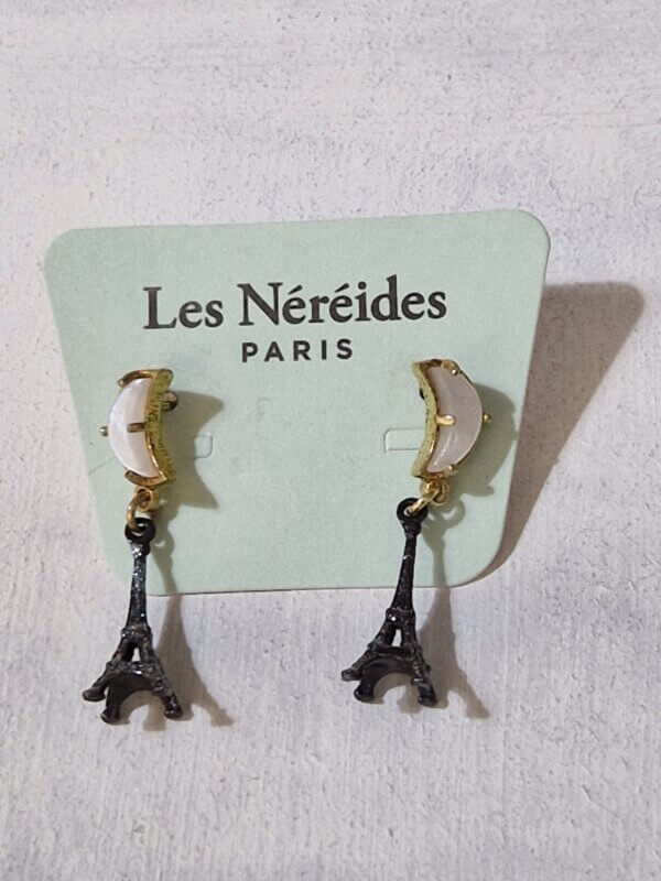 Orecchini Les Nèrèides Luna e Torre Eiffel glitterata
