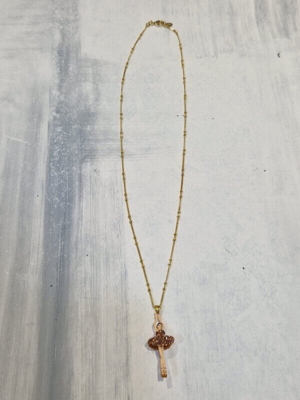Collana Les Nèrèides BALLERINA con TUTU Golden Brown con strass - immagine 2