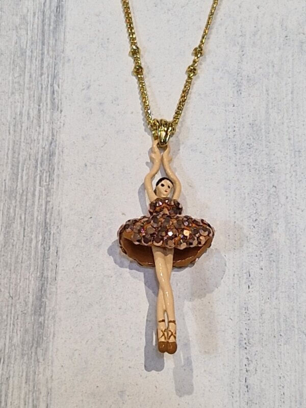 Collana Les Nèrèides BALLERINA con TUTU Golden Brown con strass