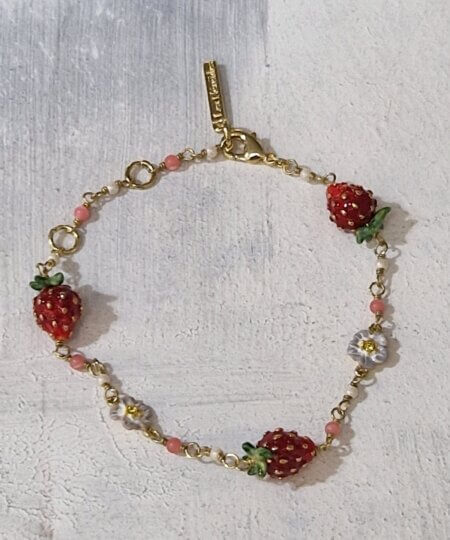 Braccialetto Les Nèrèides tema Floreale con margherite e fragole