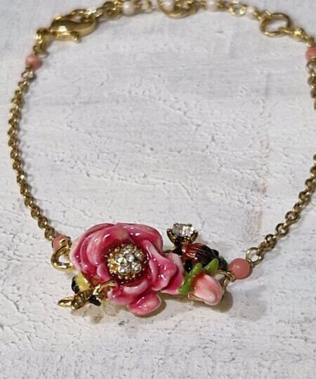 Braccialetto Les Nèrèides tema Floreale con Rosa e boccioli