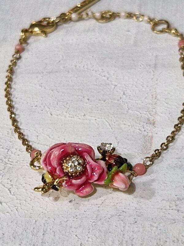 Braccialetto Les Nèrèides tema Floreale con Rosa e boccioli