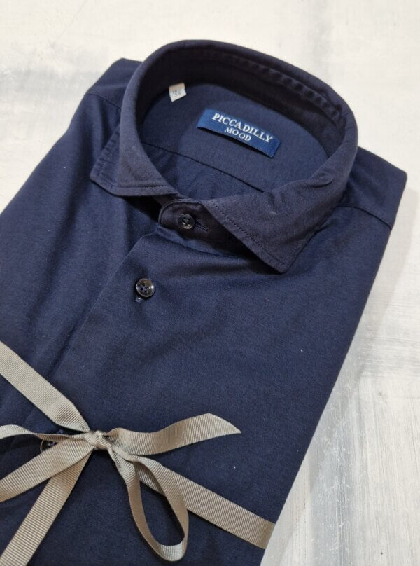 Camicia slim fit PICCADILLYMOOD cotone e modal col. BLU NOTTE