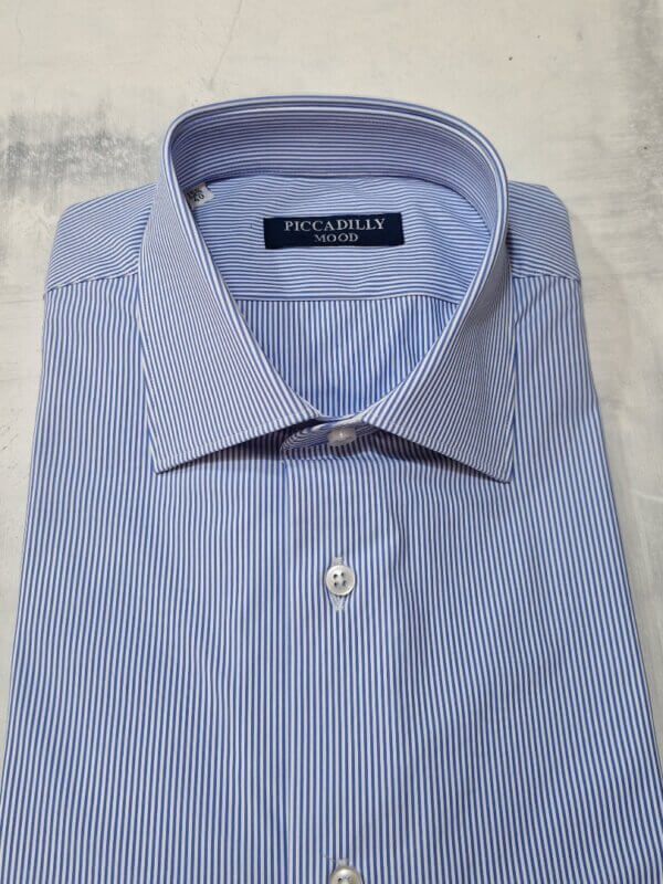 Camicia slim fit PICCADILLYMOOD stretch riga Azzurra - immagine 2