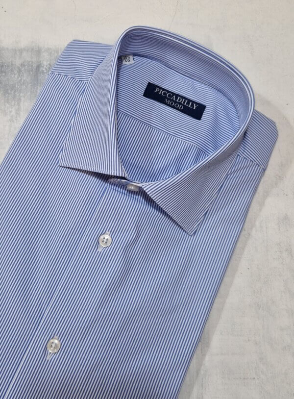 Camicia slim fit PICCADILLYMOOD stretch riga Azzurra