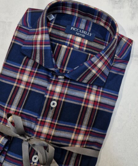 Camicia slim fit PICCADILLYMOOD in cotone Check  rosso/blu