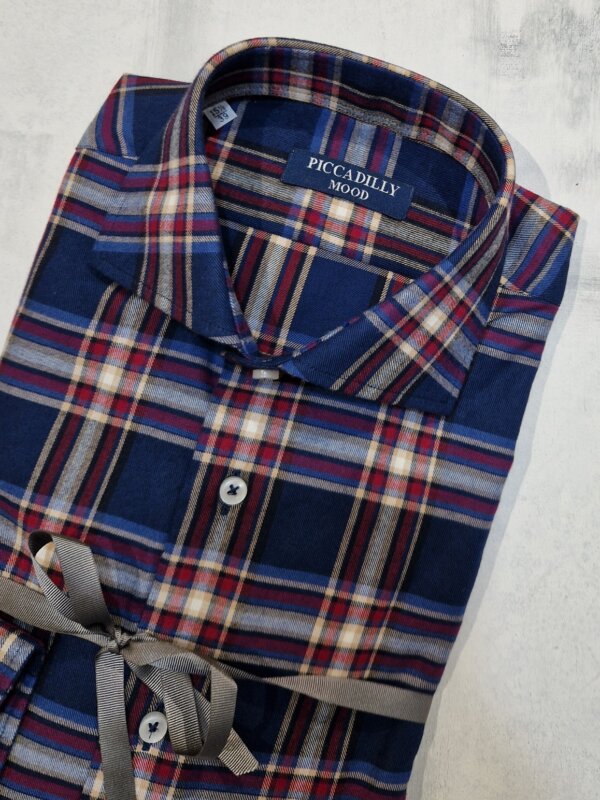 Camicia slim fit PICCADILLYMOOD in cotone Check  rosso/blu