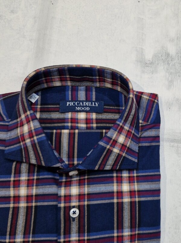 Camicia slim fit PICCADILLYMOOD in cotone Check  rosso/blu - immagine 2