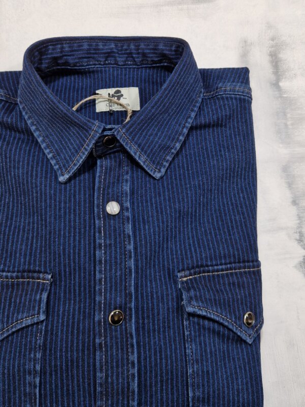 Camicia texana in denim Garry's Earth CC32 rigata - immagine 3