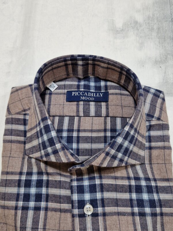 Camicia slim fit PICCADILLYMOOD in cotone Check  grigio/blu - immagine 2