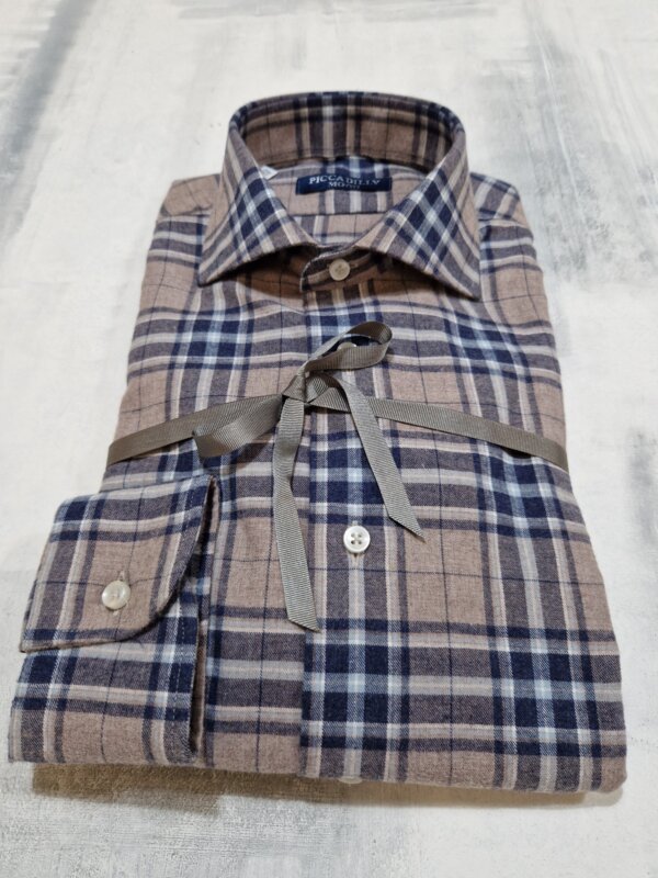 Camicia slim fit PICCADILLYMOOD in cotone Check  grigio/blu - immagine 3