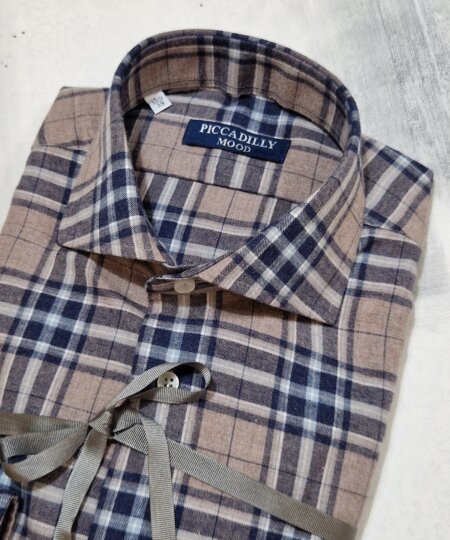 Camicia slim fit PICCADILLYMOOD in cotone Check  grigio/blu