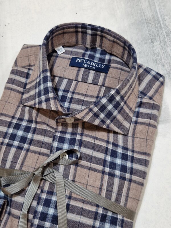 Camicia slim fit PICCADILLYMOOD in cotone Check  grigio/blu