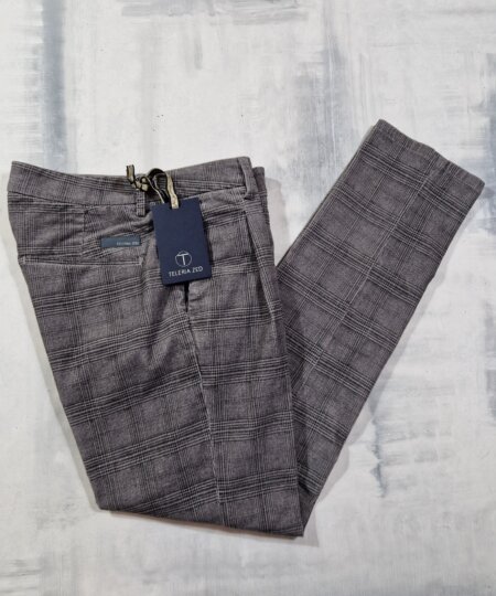 Pantalone uomo TELERIA ZED velluto Check scozzese Tom KQA 940 - CENERE