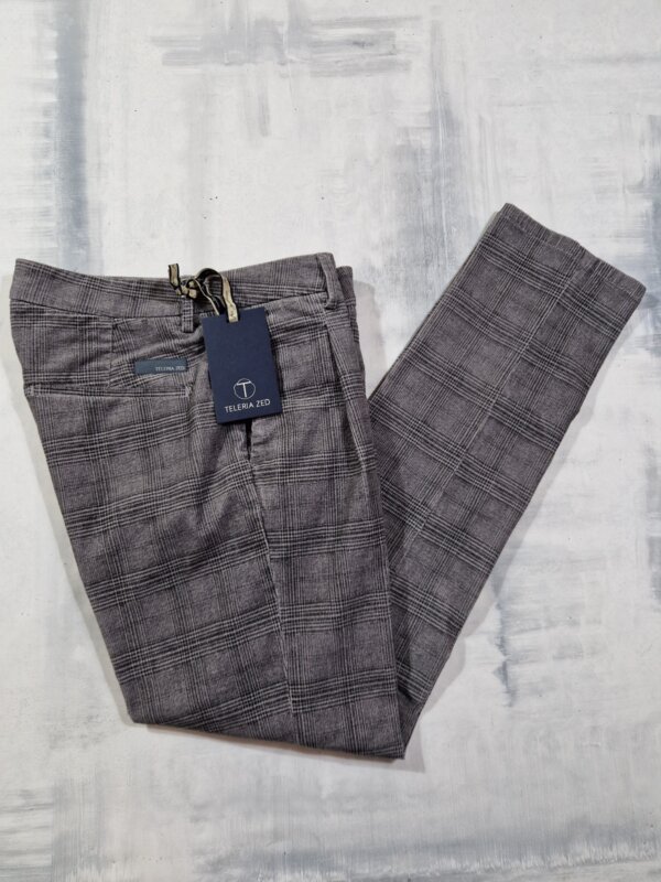 Pantalone uomo TELERIA ZED velluto Check scozzese Tom KQA 940 - CENERE