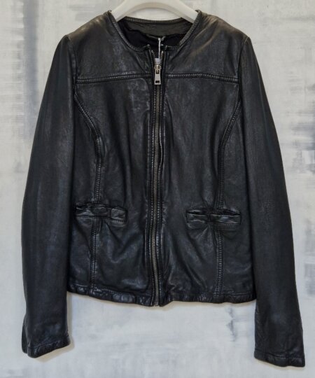 Giubbino lavato donna INTERNO 42 in vera pelle nero
