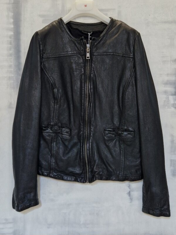 Giubbino lavato donna INTERNO 42 in vera pelle nero