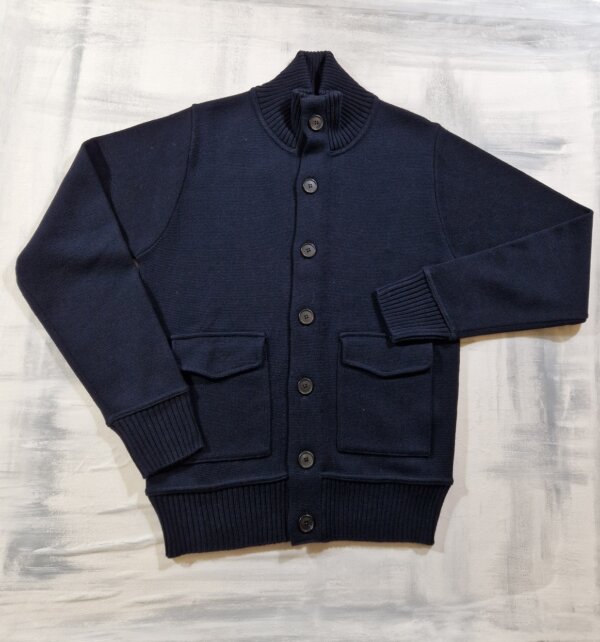 Bomber Giubbino con bottoni e tasche applicate TATTICA in misto lana - BLU NAVY - immagine 4