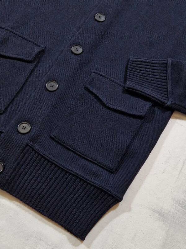 Bomber Giubbino con bottoni e tasche applicate TATTICA in misto lana - BLU NAVY - immagine 3
