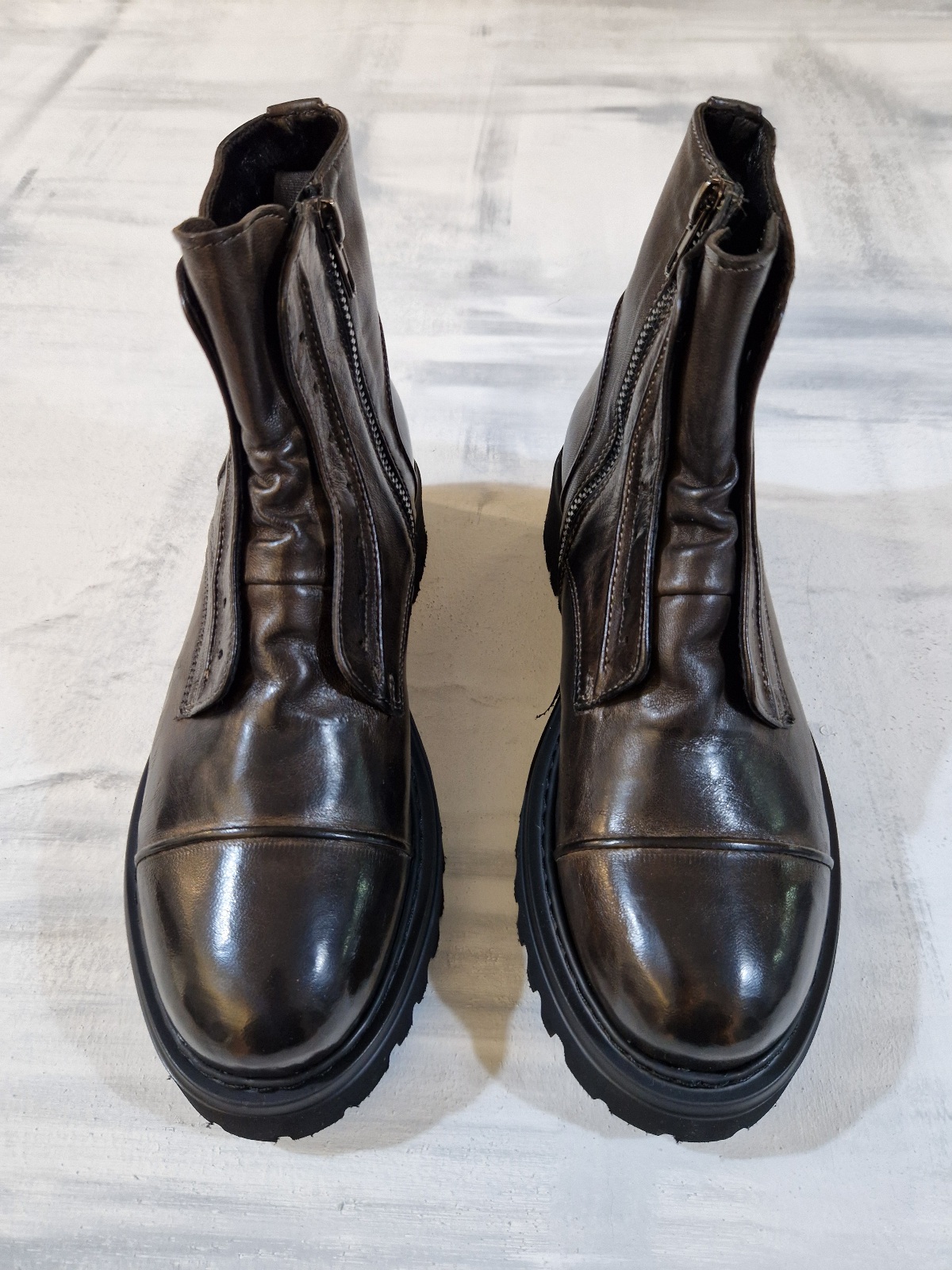 Scarponcino donna in pelle con zip laterale senza lacci PAWELK'S Crust Brandy W1173 - immagine 3