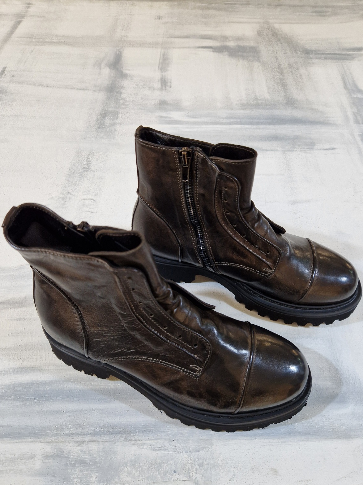 Scarponcino donna in pelle con zip laterale senza lacci PAWELK'S Crust Brandy W1173 - immagine 4