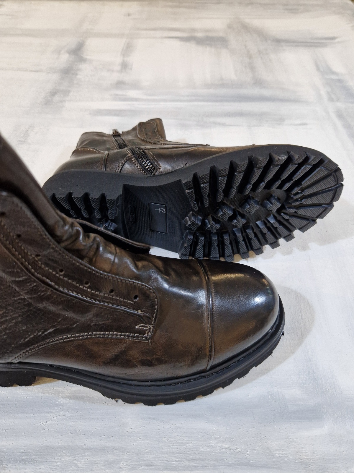 Scarponcino donna in pelle con zip laterale senza lacci PAWELK'S Crust Brandy W1173 - immagine 2